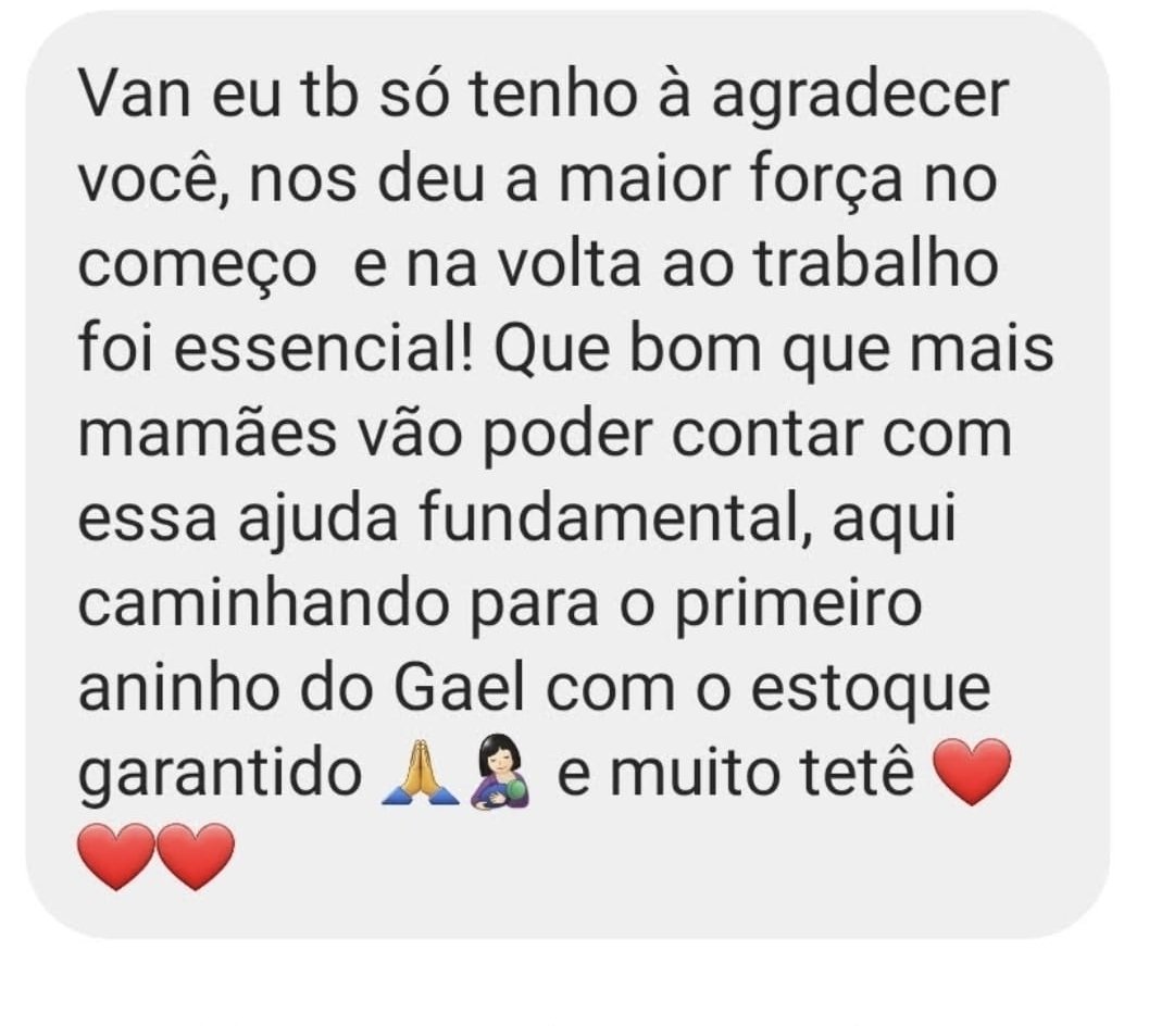 Mensagem da mamãe do Gael agradecendo o apoio na volta ao trabalho