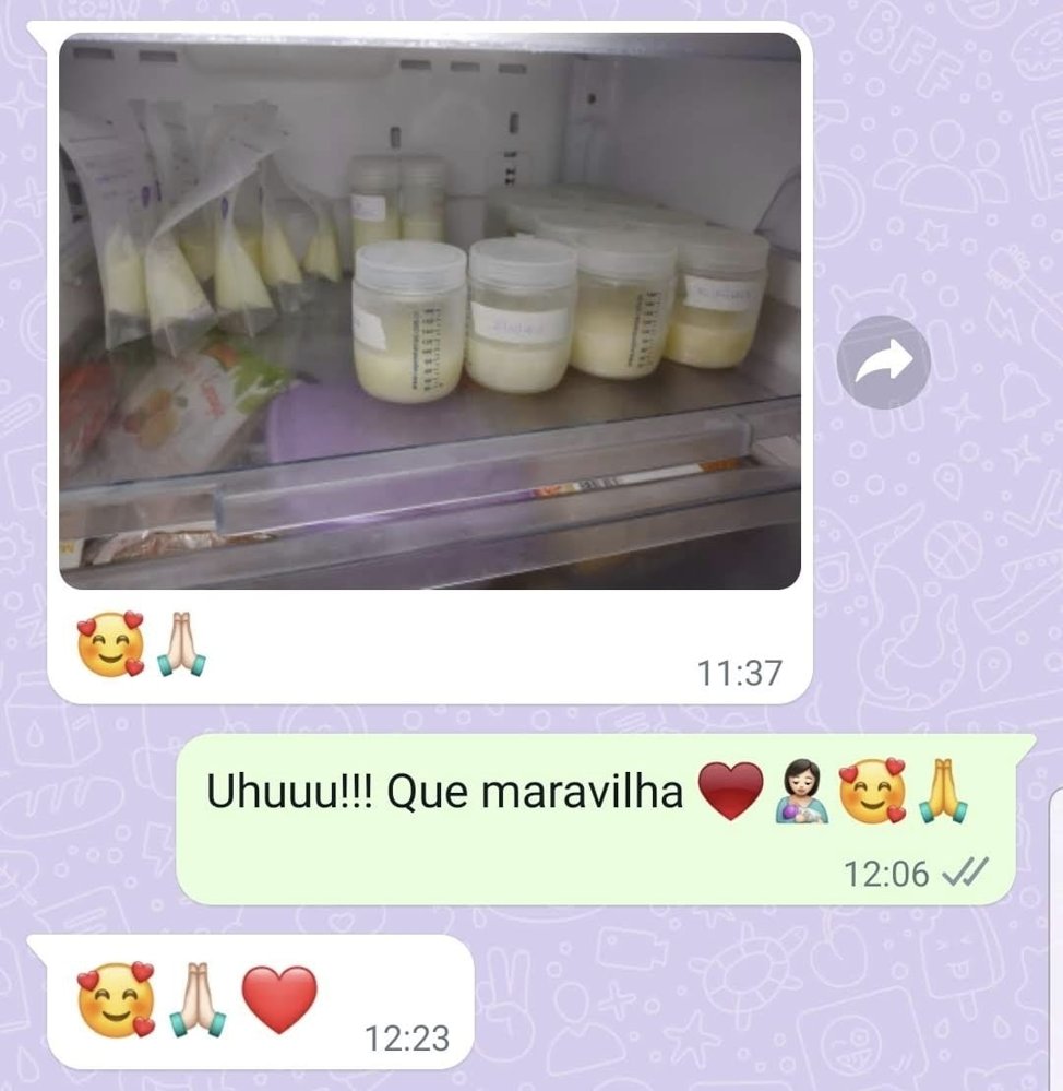 Mãe compartilha o freezer com potes e saquinhos de leite etiquetados