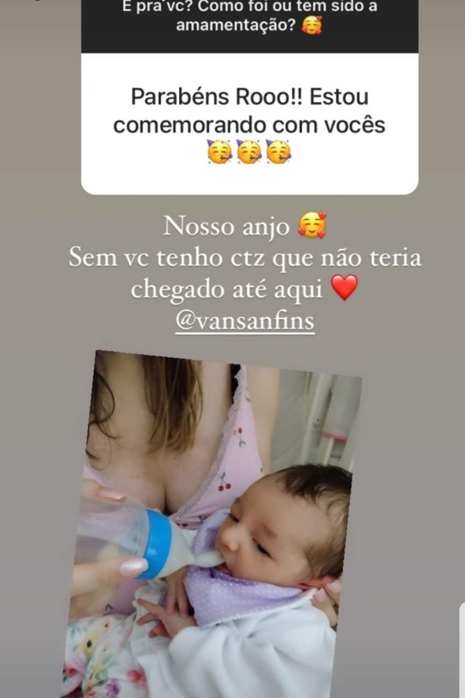 Mãe agradece o acompanhamento em um story